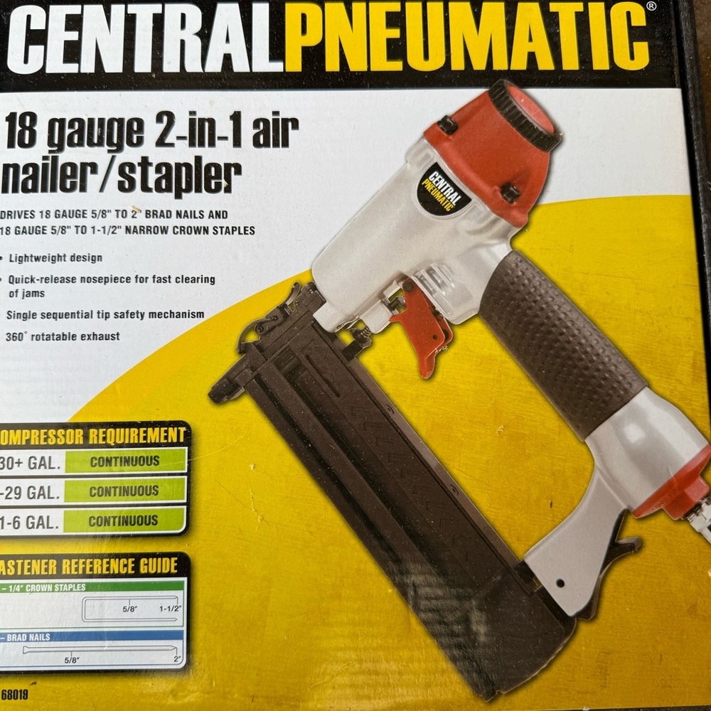 Red and Black 18 Gauge 2-in-1 Air Nailer/Stapler